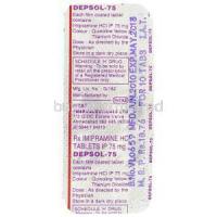 Depsol, Imipramine Hydrochloride  75 Mg Tablet Packaging