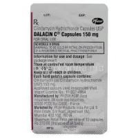 Dalacin C, Clindamycin 150 mg capsule Pfizer blister packaging back