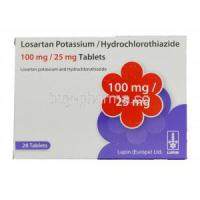 LOSARTAN POTASSIUM and HYDROCHLOROTHIAZIDE, Generic Hyzaar, Losartan Potassium 100mg and Hydrochlorothiazide 25mg Box