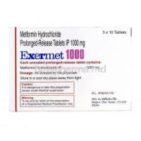 Exermet, Metformin 1000mg Prolonged-release  Cipla