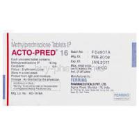 Acto-Pred, Generic Medrol, Methylprednisolone 16 mg Tablet Manufacturer info