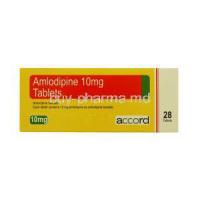 Norvasc, Amlodipine Besilate 10mg 28tabs, packaging front view