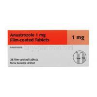 Generic Arimidex, Anastrozole 1mg 28 tabs packaging box