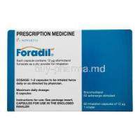 Novartis Foradil Aerolizer, 12 mcg 60 cap (With Aerolizer), Back of box presentation, dosage directions, Instructions for use