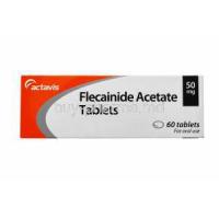 Flecainide Acetate 50mg 60 tabs, box front presentation, Actavis, For oral Use