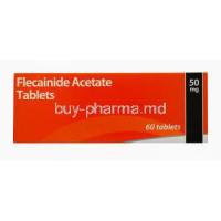 Flecainide Acetate 50mg 60 tabs, box side presentation