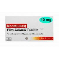 Generic Singulair, Montelukast Tablet Dr Reddy's, 10mg 28tabs, Film Coated Tabs, Box front view