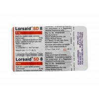 Generic Xefo, Lornoxicam, Lorsaid, 8mg, 30 tabs, Blister pack back view, lornoxicam rapid release tablets