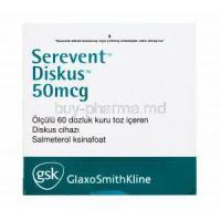 Serevent Diskus 50mcg, GlaxoSmithKline (GSK) Box back view