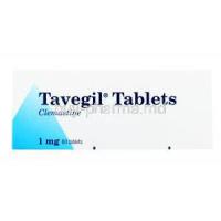 Tavegil, Clemastine, 1mg 60 tabs, Box front presentation
