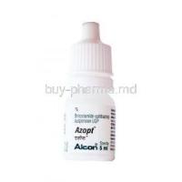 Azopt Eye Solution, Brinzolamide ophthalmic suspension USP, 5ml sterile, bottle front presentation
