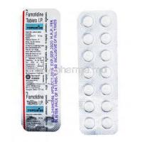 Generic  Pepcid, Famotidine Tablet, Blister pack front and back presentation with information, topcid-20, Famotidine Tablets I.P.