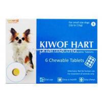 Kiwof Hart Chewable Tabs for small Dogs(<11kg), Ivermectin/ Pyrantel, 68mcg/57mg, Box front presentation, SavaVet