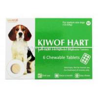 Kiwof Hart Chewable Tabs for medium Dogs(12-22kg), Ivermectin/ Pyrantel, 136mcg/114mg, Box front presentation, SavaVet