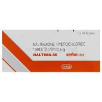 Naltima, Generic Revia, Naltrexone 50 mg (Intas) Box