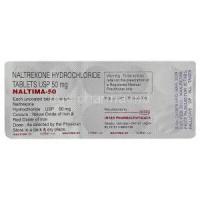 Naltima, Generic Revia, Naltrexone 50 mg (Intas) Blister pack info
