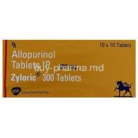 Zyloric, Generic  Zyloprim, Allopurinol 300 mg Tablet box