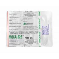 Moca, Amoxicillin and Clavulanic Acid 625mg tablets back