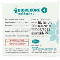 Biodexone, Generic  Decadron, Dexamethasone 4 mg Box information