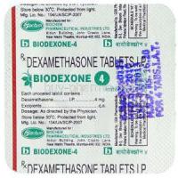 Biodexone, Generic  Decadron, Dexamethasone 4 mg Packaging information
