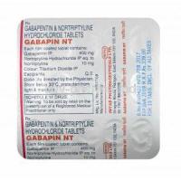 Gabapin NT, Gabapentin and Nortriptyline 400mg tablets back