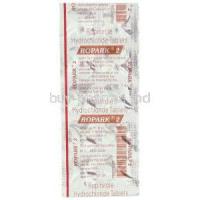 Ropak, Generic  Requip, Ropinirole 2 mg Tablet  packaging