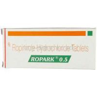 Ropak, Generic  Requip, Ropinirole 0.5 mg Tablet  box