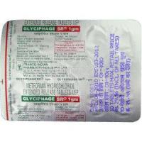 Generic Glucophage, Metformin  1000 mg Tablet packaging