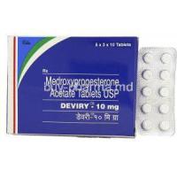 Deviry, Generic  Provera,  Medroxyprogestrone  10 Mg Tablet And Box