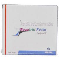 Rezatrin Forte, Artemether/ Lumefantrine 80 mg , 480 mg Tablet box