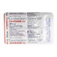 Levenue, Levetiracetam 250mg tablets back