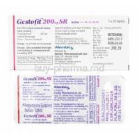 Gestofit, Progesterone 200mg manufacturer and tablets back