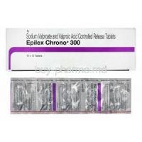 Epilex, Sodium Valproate 300mg box and tablets