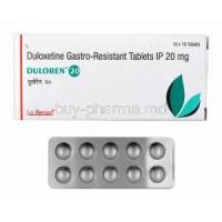 Duloren, Duloxetine 20mg box and tablets