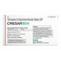 Cresar H, Telmisartan 80mg and Hydrochlorothiazide 12.5mg composition