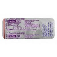 Carloc, Carvedilol 6.25mg tablets back