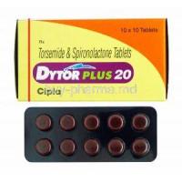 Dytor Plus, Spironolactone 50mg and Torasemide 20mg box and tablets