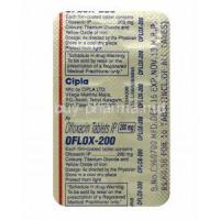 Oflox, Ofloxacin 200mg tablets back