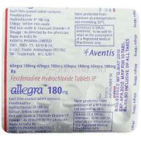 Allegra, Fexofenadine Hcl 180mg Tablet Strip Information