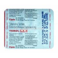 Terol LA, Tolterodine Tartrate 4mg capsules back