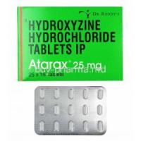 Atarax, Hydroxyzine 25mg box and tablets
