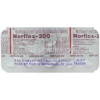 Norflox , Generic Noroxin ,  Norfloxacin 200 Mg Tablet Packaging