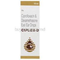 Ciplox-D,  Ciprofloxacin/ Dexamethasone Ophthalmic Solution Eye/ Ear Drops Box