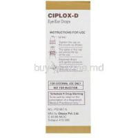 Ciplox-D,  Ciprofloxacin/ Dexamethasone Ophthalmic Solution Eye/ Ear Drops Box Usage Direction