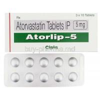 Atorlip, Generic Lipitor,  Atorvastatin 5 Mg