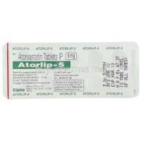 Atorlip, Generic Lipitor,  Atorvastatin 5 Mg Tablet Packaging