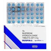 Buspin, Buspirone 5mg box and tablets