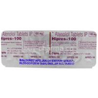 Hipres, Atenolol 100 Mg  Tablet Packaging
