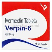 Verpin-6, Ivermectin tablets , 6 mg 4 tabs, Box front presentation