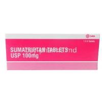 Sumatriptan Tablets USP 100mg, 1 x 6 tablets, Sava, box front presentation
